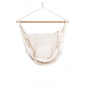 Hamac Brazilian De Gradina Tip Scaun, 130 x 96 cm, Cu 2 Perne, Bumbac/Poliester, Sarcina Max 150 kg, Pentru Casa si Gradina, Modern Home, Alb - Img 6