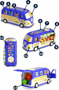 Jucarie educativa Autobuz RK-741 Ricokids, sprijina dezvoltarea abilitatilor motorii si invatarea, 34 x 14 x 15,5 cm, Albastru - Img 2