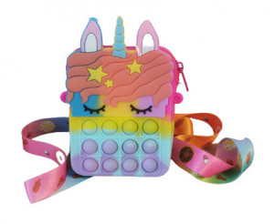 Jucarie senzoriala cu bule, Pop It Bag, Unicorn, Fidget Toys, Geanta multicolora pop it push pentru copii - Img 2
