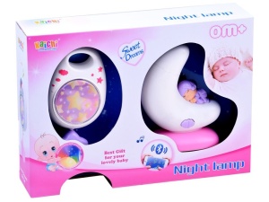 Lampa de veghe + Cutie muzicala, pentru camera copilului, Semi-Luna, ZA2645 ROZ - Img 5