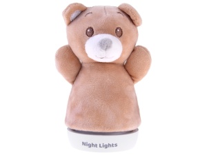 Lampa de veghe din Plus, pentru camera copilului, cu 4 lumini colorate, Ursulet, Maro - Img 5