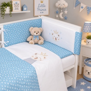 Lenjerie patut bebe, 3 piese KLUPS Teddy Bear Prince C3 H252 - Img 2