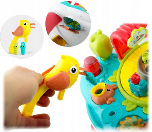 Masa de activitati interactive pentru copii si tabla educationala, 2in1, cu sunete si lumini, pian colorat, tren automat, joc hranire pasarele, elemente in miscare, Ricokids, RK-821 - Img 6