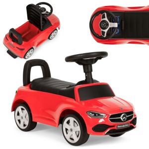 Masinuta Ride-On Pentru Copii, Mercedes Benz C-Class, Cu Melodii Si Clanxon, Spatar De Protectie Si Volan Multimedia, Rosie - Img 9