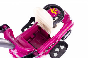Masinuta Ride-On pentru copii, Multistore, Quick Coupe, cu melodii si clanxon, spatar si balustrade de protectie, volan multimedia si maner de ghidare, Violet - Img 7