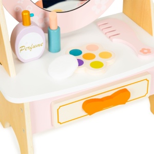 Masuta de toaleta din lemn pentru machiaj, Cu accesorii, Roz, TL812001 - Img 3