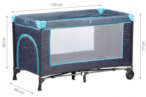 Patut De Voiaj, Ecotoys, 610, Pliabil, Usa Cu Fermoar, Plasa De Tantari, 125 x 65 x 73 cm, Albastru - Img 2