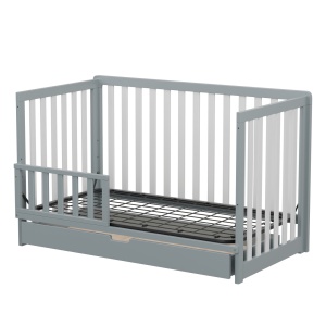 Patut din lemn cu sertar, 138 x 74 x 90 cm, Craft, WBB1214, Gri si Alb - Img 10