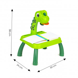 Proiector Pentru Desen Copii, 24 de imagini, 3 discuri tematuce, 12 markere, Multistore, Dinozaur, Verde - Img 2