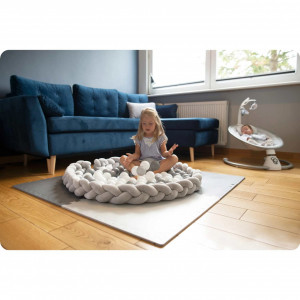 Protectie impletita pentru patut copii, 300 cm, Ricokids, Gri - Img 5