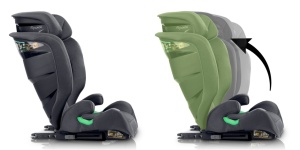 Scaun auto transformabil in inaltator pentru copii, inclinare reglabila, 2 grupe de varsta, 4 - 12 ani, 15-36 kg, inaltime 100 - 150 cm, tetiera reglabila, isofix, ECE R129, Nukido, Louis, Negru/Gri - Img 5