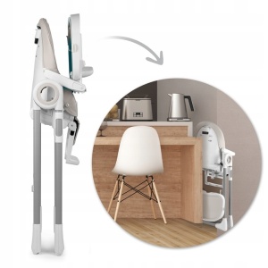 Scaun de masa reglabil, multifunctional, 3in1, pliabil, inaltime reglabila, spatar reglabil, pozitie de somn, tava detasabila, Nukido, Belo, Gri - Img 4