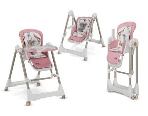 Scaun de masa reglabil, multifunctional, 3in1, transformabil in leagan, Craft, C2-015, Roz