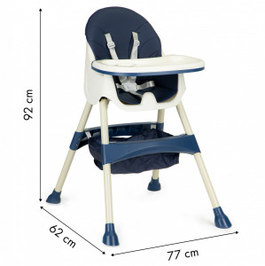 Scaun Pentru Hranire, Ecotoys, stil scandinav, tava reglabila si detasabila, cos depozitare, HC-823 Blue - Img 6