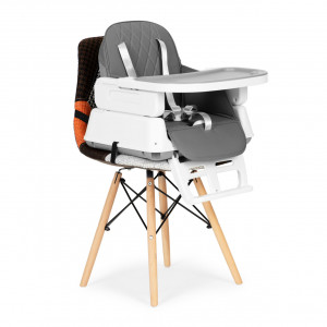 Scaun Pentru Hranire, Ecotoys, Transformabil, 3 in 1, tava detasabila, suport pentru picioare, Gri - Img 4