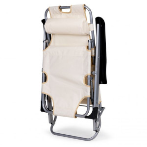 Scaun tip sezlong, pliabil, ajustabil, cu tetiera si cotiere, pentru gradina sau terasa, Modern Home, ZRL010F, Culoare Bej - Img 6