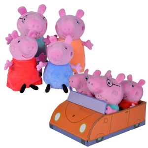 Set de plus pentru copii, Peppa Pig Family,cu masina, Jokomisiada, ZA5436
