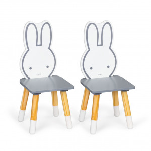 Set Masa Cu Doua Scaune Pentru Copii, de la 3 ani, Ecotoys, WH141, Motiv Iepurasi, Gri - Img 3