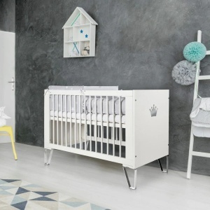 Set Patut copii din lemn KLUPS BLANKA Alb, cu Saltea MyKids, Cocos, 120 x 60 x 10 cm - Img 4