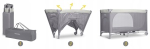 Set - Patut pliabil pentru copii, 120 x 60 cm, Ricokids, RK-240, Grey, cu Saltea MyKids Confort, Spuma si Cocos, 120 x 60 x 10 cm - Img 9