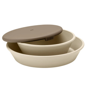 Set pentru hranire si diversificare, farfurie + bol cu capac, Bibs, Mini Meal, Vanilla