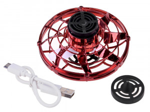Spinner zburator antistres, Flying Gyro, cu functie de bumerang, incarcator USB, lumini LED, Rosu - Img 4