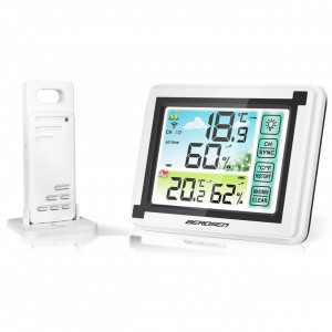 Stație meteo cu higrometru, senzor temperatura exterior, afișaj LCD color, Berdsen, BD-900 Alb - Img 3