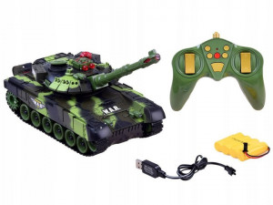 Tanc de lupta cu telecomanda, 34 x 11 x 12 cm, camuflaj de padure, sunete si lumini, rotatie 360, Jokomisiada, RC0036 ZI - Img 5