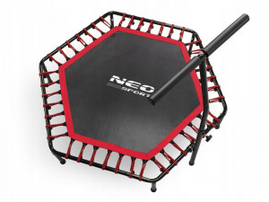 Trambulina de Fitness, Hexagonala, cu Maner, Neo-Sport, 127 cm, greutate maxima 100 kg, Negru/Rosu - Img 2