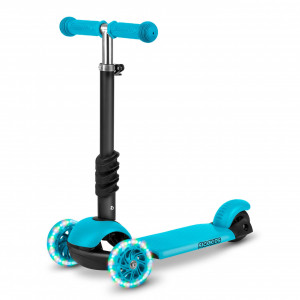Trotineta de echilibru, cu scaun reglabil, detasabil, pentru copii, Ricokids, Buggy, cu 3 roti, lumini LED, ghidon reglabil, pana la 30 kg, Turcoaz - Img 4