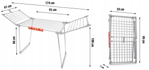Uscator Telescopic Pentru Rufe, Massido, Debora, suprafata 19 m, Inox, Gri - Img 5