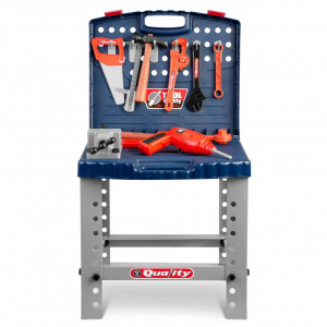 Atelier de lucru din plastic pentru copii, tip valiza, cu accesorii, 39 x 28 x 72 cm, Ricokids, 3 in 1, Albastru - Img 3