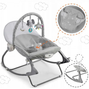 Balansoar pentru copii, cu vibratii, 2 trepte de inclinare, bara de jucarii, Nukido, Gri, 705100 - Img 3