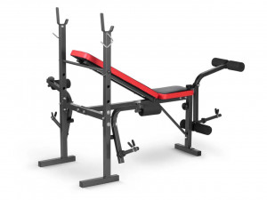 Banca de exercitii multifunctionala, cu 3 profile de incarcare greutati, 4 trepte de inclinare spatar, Neo-Sport, NS-201, Negru/Rosu - Img 2