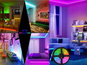 Banda LED colorata audoadeziva, Jokomisiada SMD, 5 metri, Multicolor, cu telecomanda - Img 5