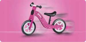 Bicicleta de echilibru din lemn pentru copii, scaun din spuma, roti 12 inchi, Ricokids, 7614, Roz - Img 6