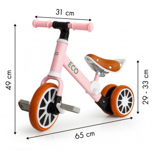 Bicicleta de echilibru Ecotoys, 2in1, pedale detasabile, inaltime sa reglabila, sarcina maxima 20 kg, Roz - Img 7