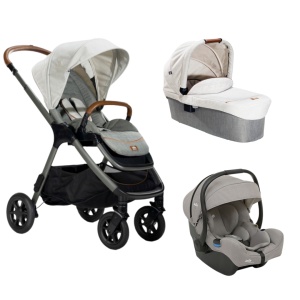 Carucior pentru copii multifunctional 3 in 1 Joie Finiti Signature Oyster/Pebble (Carucior Finiti Oyster+ Landou Ramble XL Oyster+ Scoica i-Gemm Pebble) - Img 1