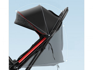 Carucior Sport Pentru Copii, Pliere Rapida, Usor 8 kg, de la 6 luni, Royal Baby 704A, 55 x 51 x 26 cm, Negru/Rosu - Img 4