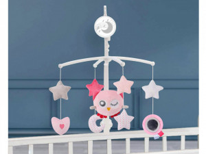 Carusel pentru patut, cu jucarii de plus si cutie muzicala, Jokomisiada, Roz - Img 6