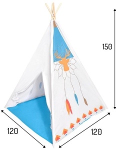 Cort tip indian pentru copii, EcoToys, Wigwam, 120 x 120 x 150 cm, Alb - Img 2