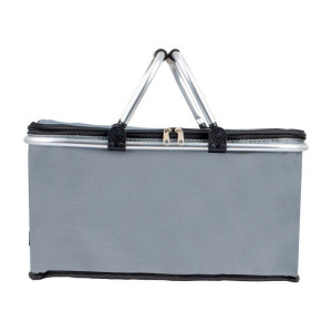 Cos termic pliant pentru picnic, cumparaturi, plaja, cadru aluminie, material impermeabil, termoizolant, sarcina 15 kg, capacitate 25 L, 2 manere, Multistore, Gri - Img 3