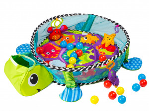 Covoras educational pentru copii, interactiv, multifunctional, 3 in 1, tarc, loc de joaca, cu 30 de bile colorate, 100 x 68 X 50 cm , Ecotoys, Turtle - Img 7