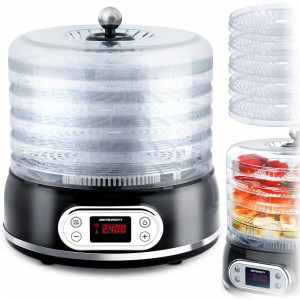 Deshidrator de alimente, Berdsen, 5 tavi, pentru legume, fructe, ciuperci, carne, capacitate 10 L, Negru - Img 2