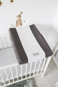 Husă pentru saltea de înfășat bebe 50×70 cm, din bumbac, cu elastic, Tiny Star Confetti Graphite - Img 2