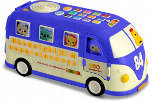 Jucarie educativa Autobuz RK-741 Ricokids, sprijina dezvoltarea abilitatilor motorii si invatarea, 34 x 14 x 15,5 cm, Albastru