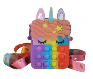 Jucarie senzoriala cu bule, Pop It Bag, Unicorn, Fidget Toys, Geanta multicolora pop it push pentru copii - Img 3