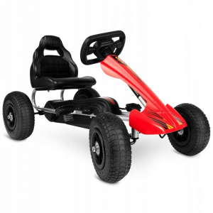 Kart Cu Pedale Pentru Copii, Ricokids, sarcina 30 kg, roti goflabile, sa reglabila, RK-591, Rosu - Img 1