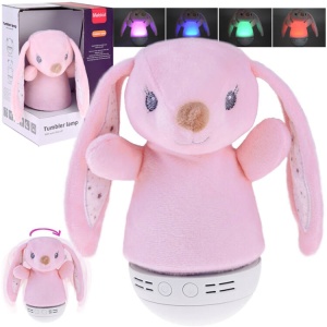 Lampa de veghe din Plus, pentru camera copilului, cu 4 lumini colorate, Iepuras, Roz