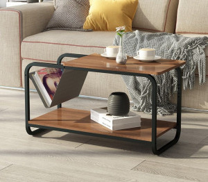 Masa de cafea cu suport, 86.5 x 40 x 46 cm, metal/MDF, Modern Home, Maro - Img 2